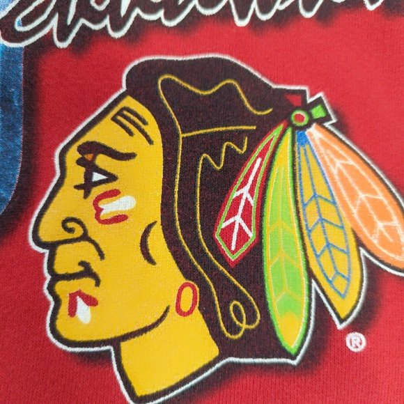 Vtg Lee Sport 90's Chicago Blackhawks Pullover Crewneck Sweater Nutmeg Men's L - Picture 4 of 10